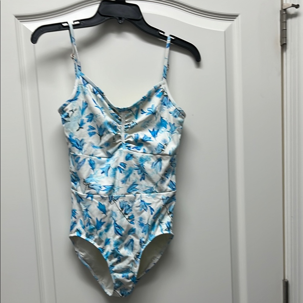 Floral Blue and White Leotard